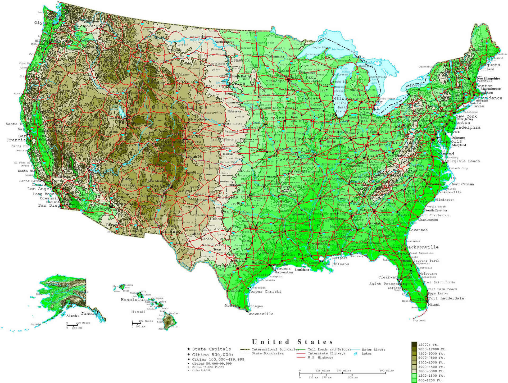 united states of america population density map